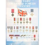 A poster of '100 Years of Armed Forces Gallantry' depicting British medals,