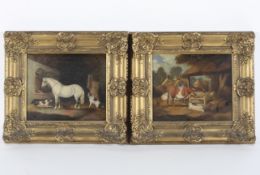 Late 19th Century School, a Stable Scene and a Farmyard Scene, oil on canvas,