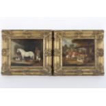 Late 19th Century School, a Stable Scene and a Farmyard Scene, oil on canvas,