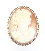 A large 9ct gold cameo brooch,