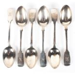 A boxed set of 6 silver teaspoons, maker Charles Lias London, 1850, 133.