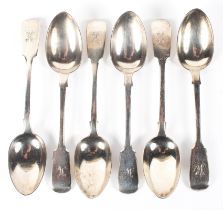 A boxed set of 6 silver teaspoons, maker Charles Lias London, 1850, 133.