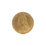 An 1892 Victorian shieldback half gold sovereign