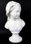 A 20th century plaster bust of a lady.