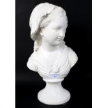 A 20th century plaster bust of a lady.