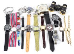 An assortment of sixteen ladies and gentlemans wristwatches.