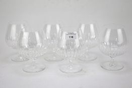 A set of six modern large cut glass brandy balloons.