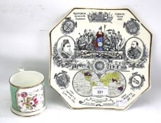 Queen Victoria Diamond Jubilee commemorative plate and a 19th century handpainted floral decorated