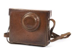 A Wallace Heaton Ltd leather fitted camera case for Ernst Leitz Wetzlar Leica IIIa camera together