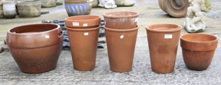 An assortment of terracotta garden pots.