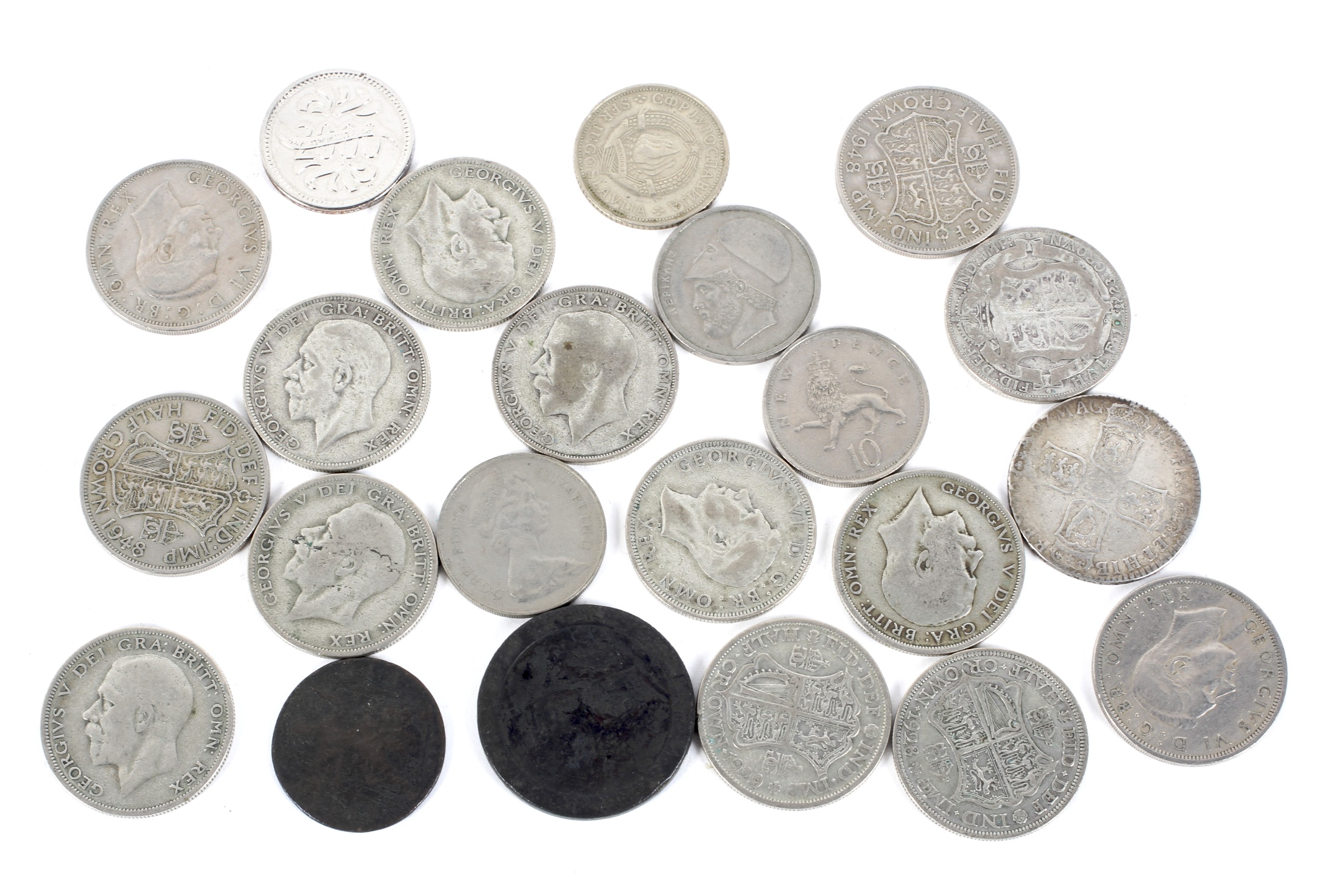 An assortment of mixed coinage including Georgian