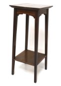 An inlaid mahogany square, two tier pot stand.