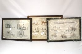 A collection of four early surveyors floor plans.