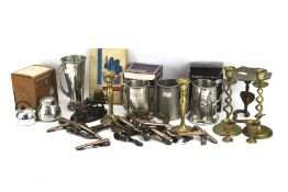 Assorted metalware and collectables.