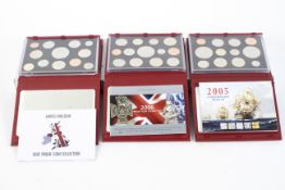 Three Royal Mint proof coin collections, for the years 2005, 2006 & 2007.