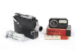 Three camera items. Including an Eastman Kodak 8mm cine camera with 25mm lens together with a 2.