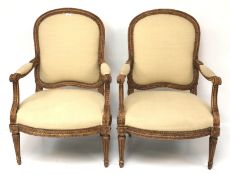 Two Louis XVI style elbow chairs.