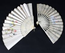 Two 19th century ivory folding fans.