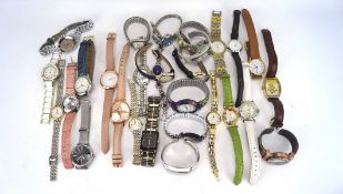 Nine ladies wristwatches of similar style and with similar straps.