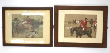 Two Lionel Edwards prints of horses and riders on the hunt.