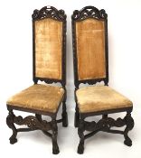 Two early 20th century mahogany chairs with marquetry inlaid details.