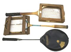 Three vintage rackets.