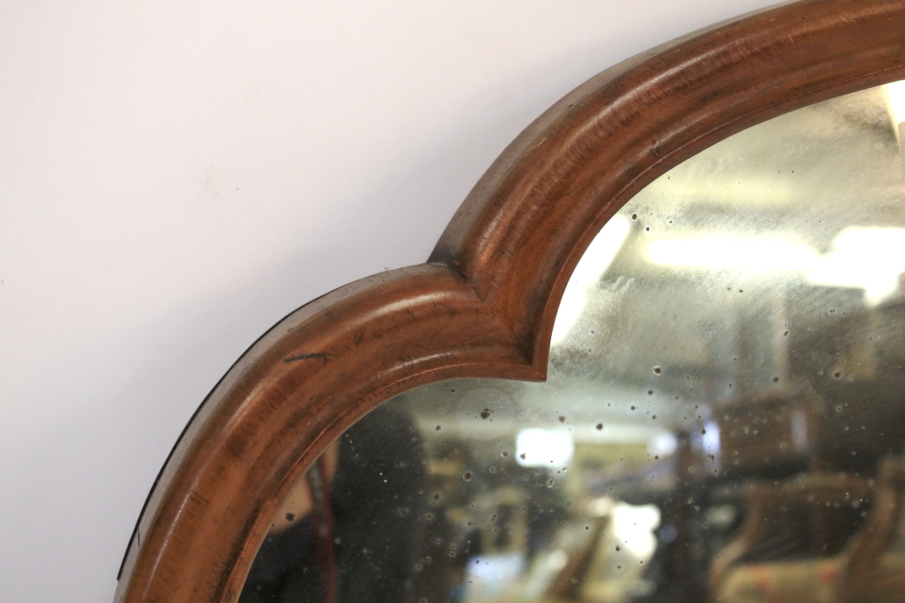 A Victorian mahogany quatrefoil framed wall mirror, with cushion shaped frame, - Image 2 of 2