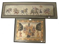 Two Indian painted silk pictures.