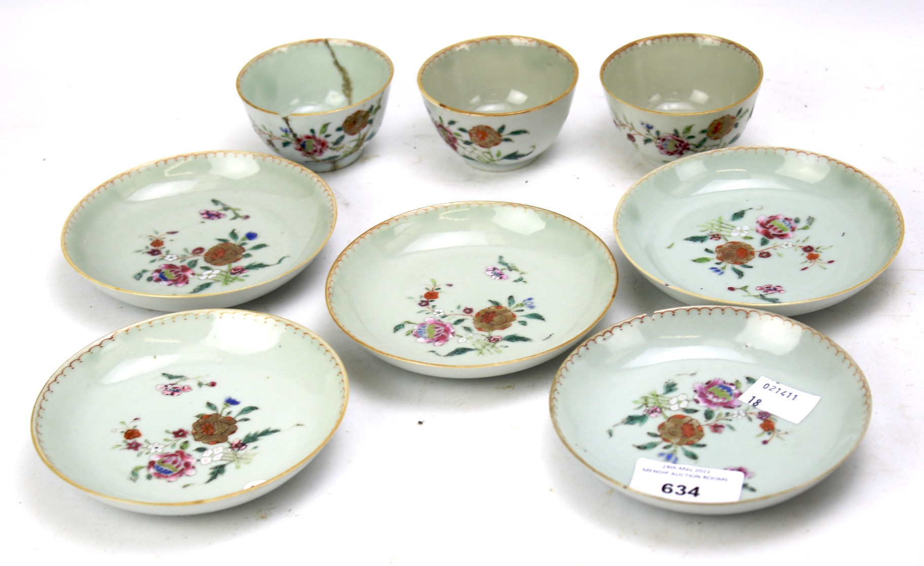 A quantity of 19th century Cantonese enamel decorated tea wares (AF)
