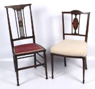 Two 20th century high backed stained hall chairs.