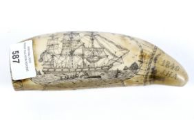 A 20th century resin scrimshaw depicting the ship Albatross