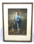 An early 20th century print of Thomas Gainsborough's Blue Boy, framed and glazed,