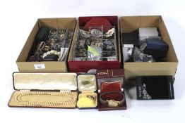 An extensive collectio of costume jewellery in three boxes