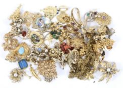 An assortment of highly decorative costume jewellery.