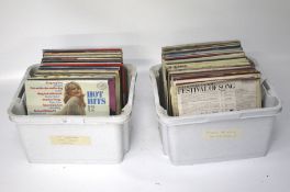 A large assortment of vintage vinyl records.