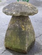 A large staddle stone of two parts.