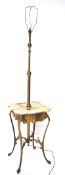 A 20th century brass marble-topped lamp table.