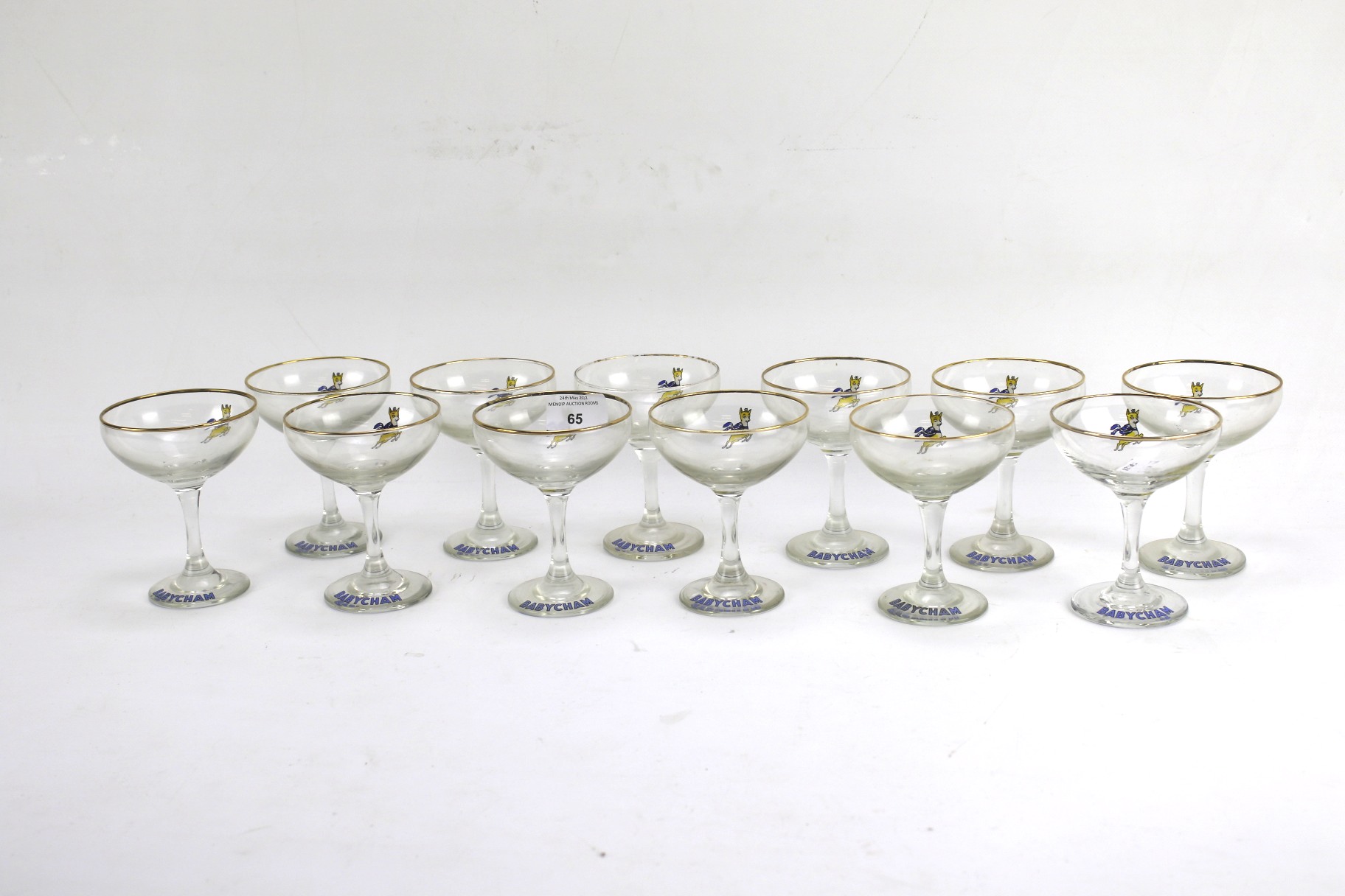 A collection of twelve vintage circa 1970s Babycham glasses