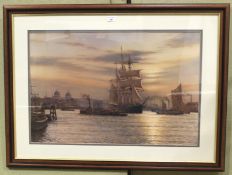 After Rodney Charman, a large print of Greenwich Reach.