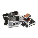 A Polaroid SX-70 Land Camera and a Polaroid Land Camera Automatic 100