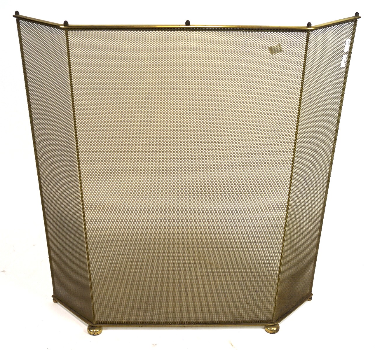 A 20th century brass fireguard, with mesh detailing to front and sides,