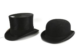 A Scott & Co moleskin covered top hat and a Christy's of London bowler hat Condition