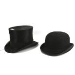 A Scott & Co moleskin covered top hat and a Christy's of London bowler hat Condition