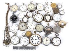 An assortment of pocket watches for spares including silver cased 25 plus.