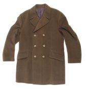 A military style knee length wool great coat.