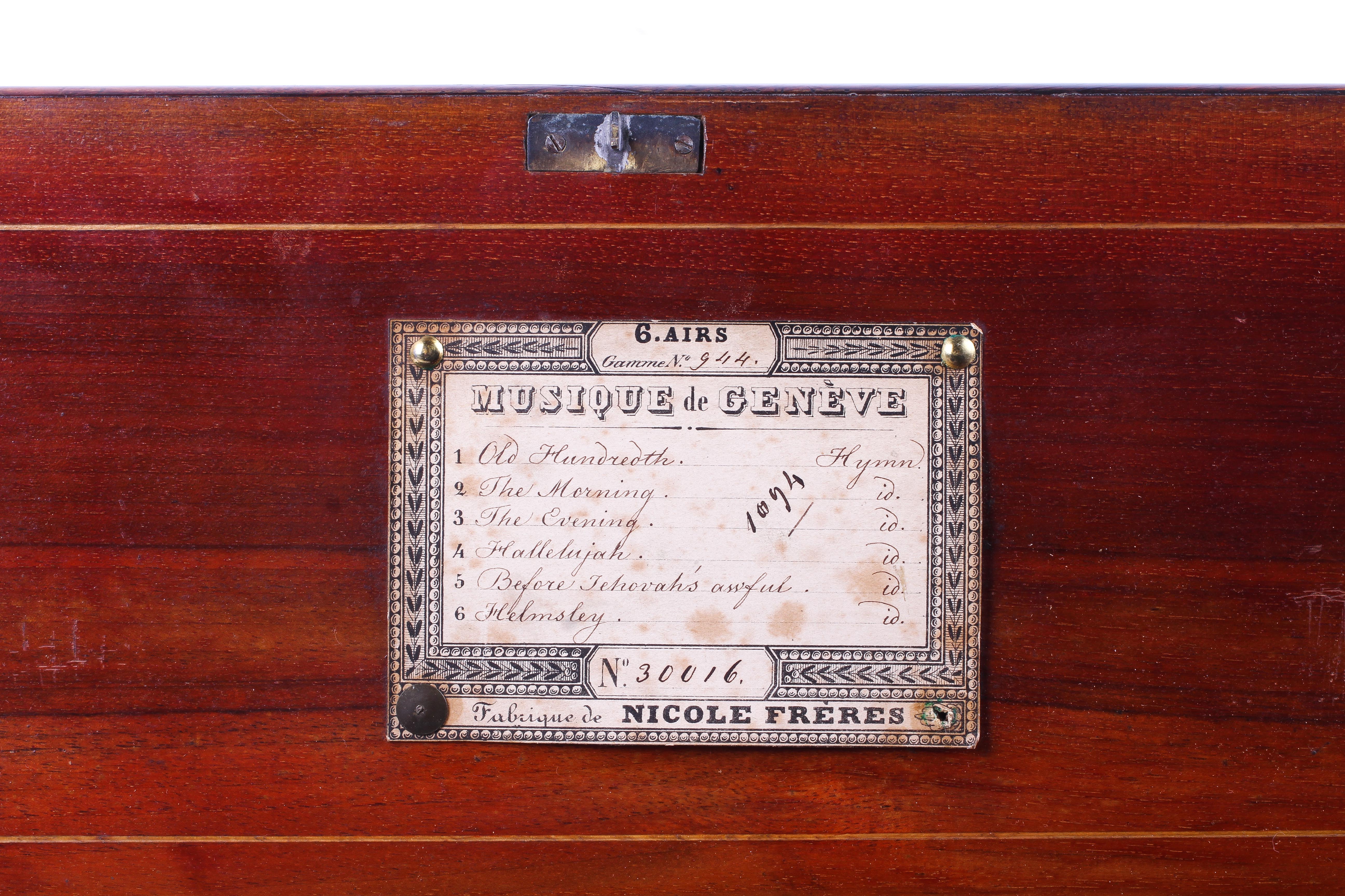 A late 19th century Swiss Nicole Freres rosewood cylinder musical box. With 27. - Image 3 of 4