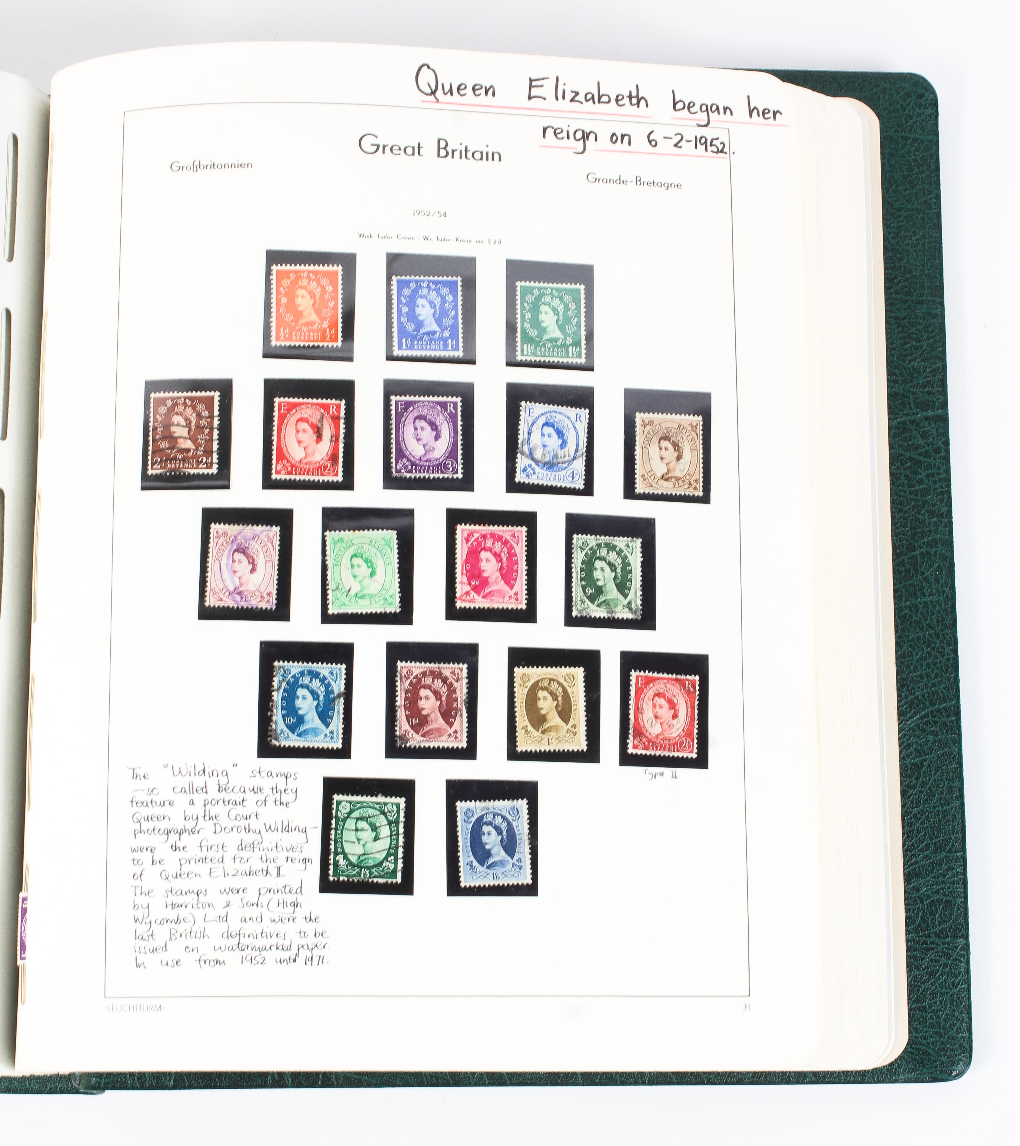 A collection of Great Britain stamps in a green album. - Image 6 of 6