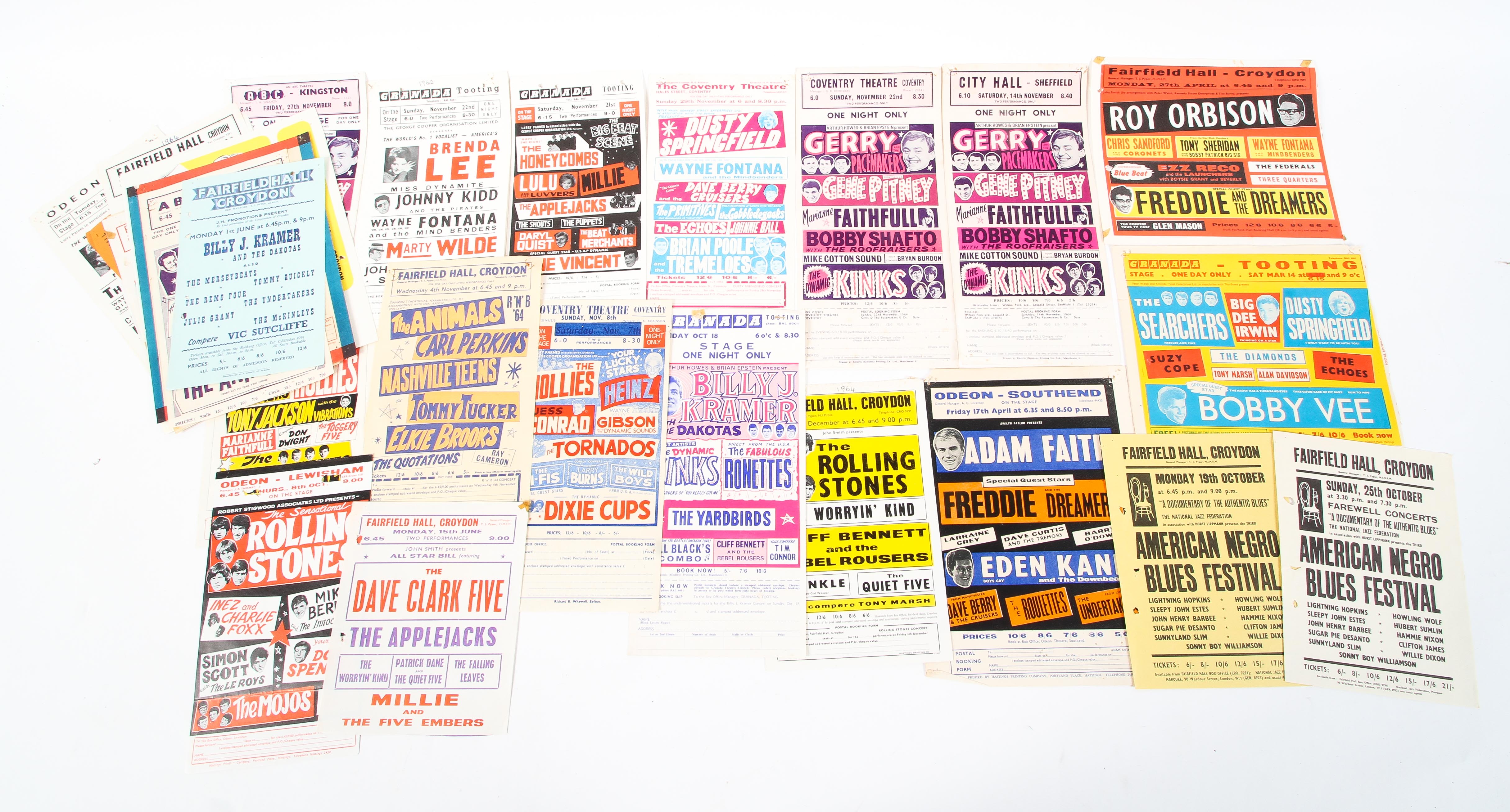 A collection of music handbills.