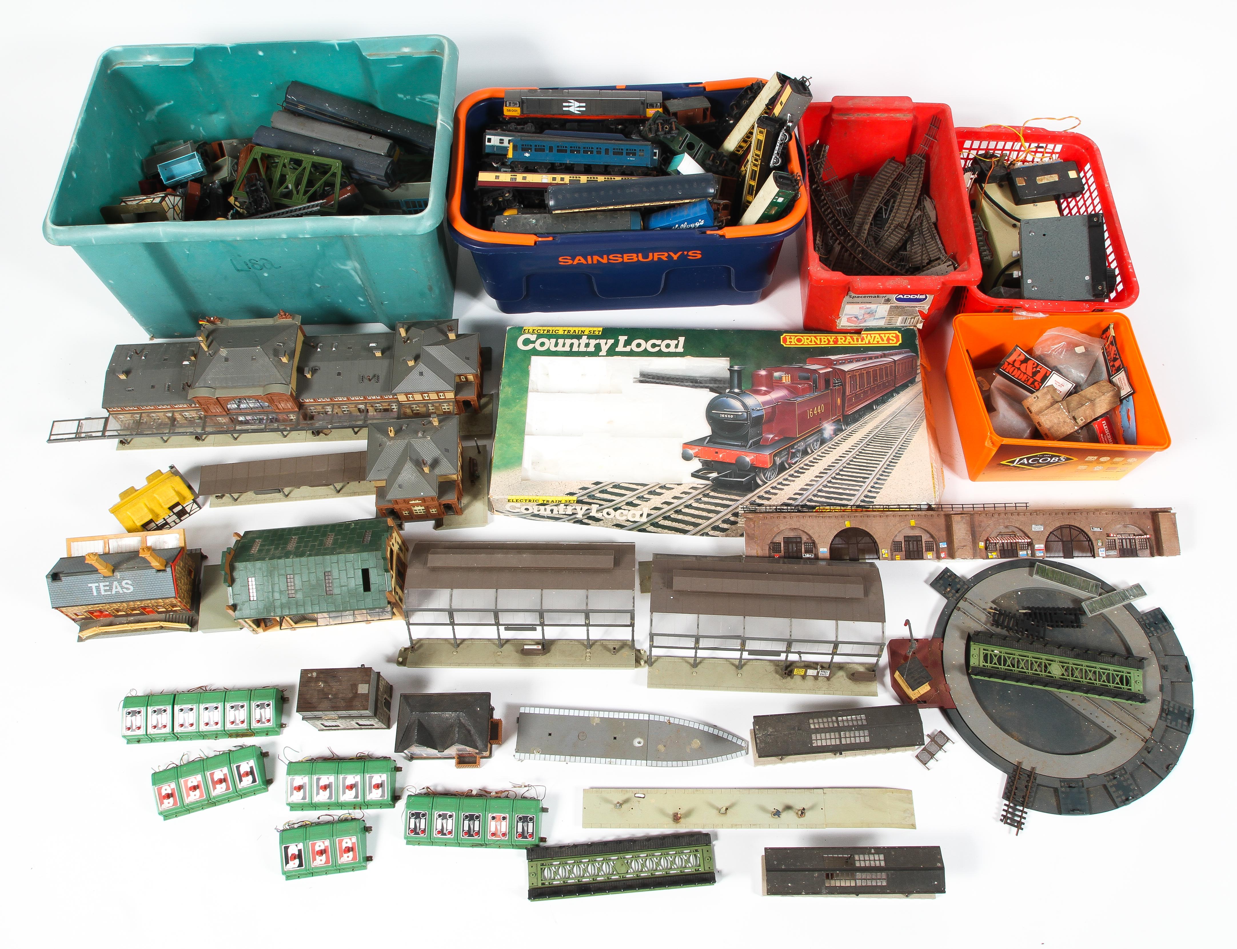 A comprehensive Triang and Hornby OO gauge train set.