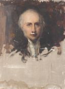 A late 18th/early 19th century portrait of a gentleman in black jacket, oil on canvas.